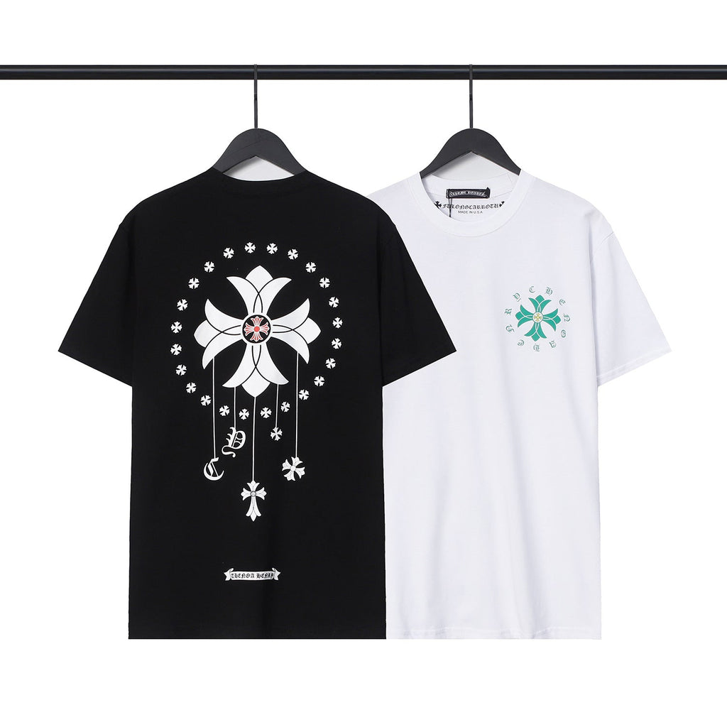 CHH Chrome Heart T Shirts Cross Casual Loose Cotton Crew Neck T-Shirt